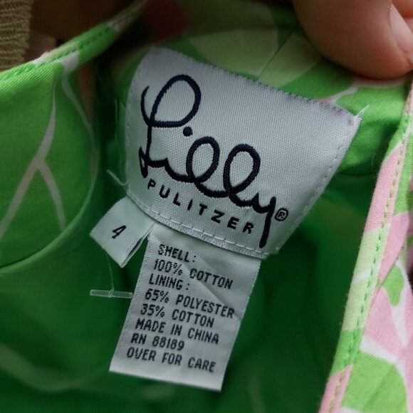 Lily Pulitzer Low Back Floral Shift Short Casual Dress Size 4 Green and Pink - Picture 7 of 7
